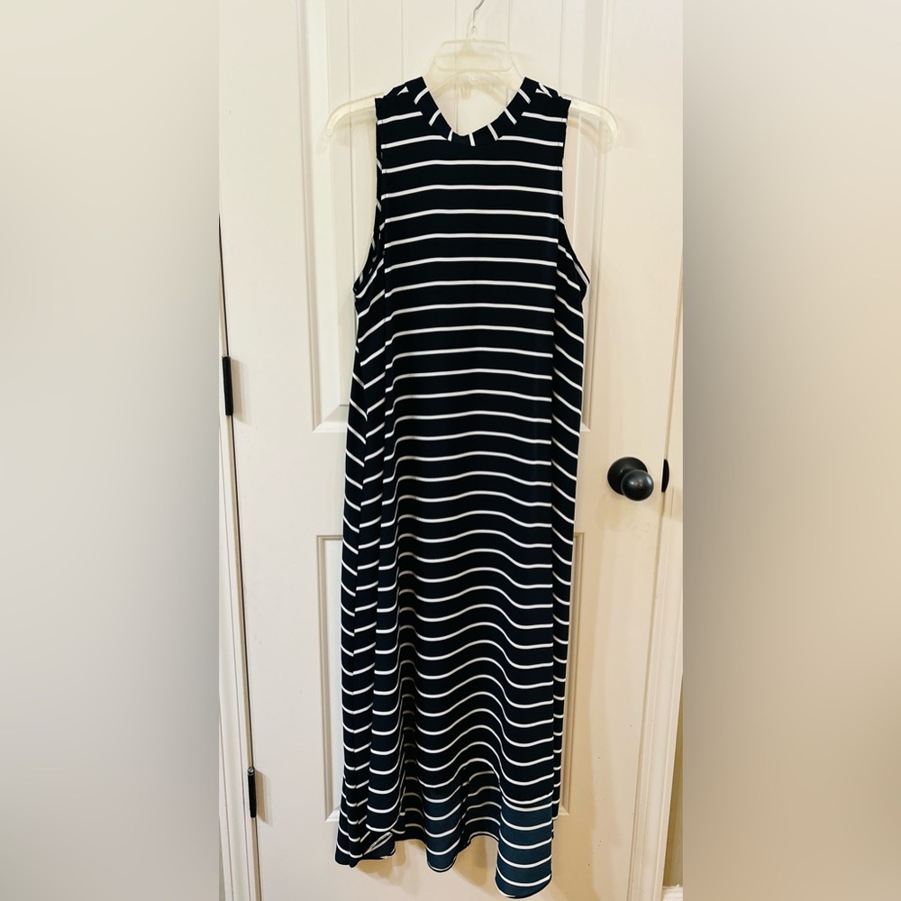 Banana Republic Halter Navy and White Dress Tie Back